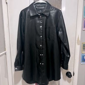 black leather looking coat